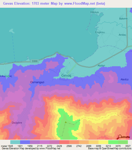 Gevas,Turkey Elevation Map