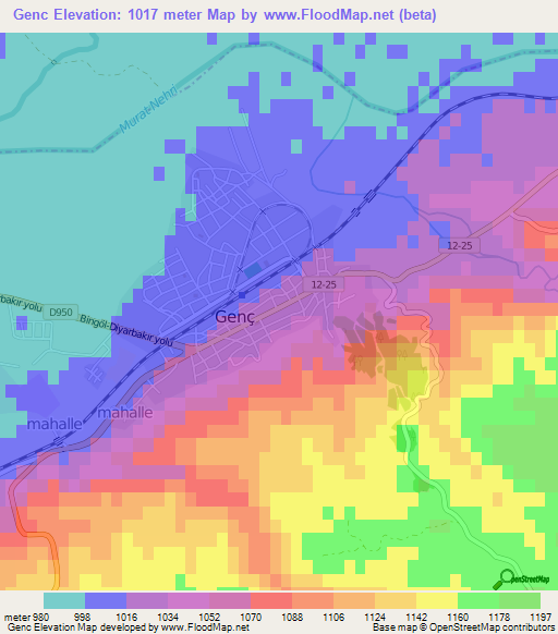 Genc,Turkey Elevation Map