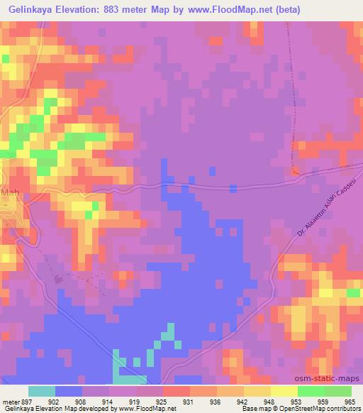 Gelinkaya,Turkey Elevation Map