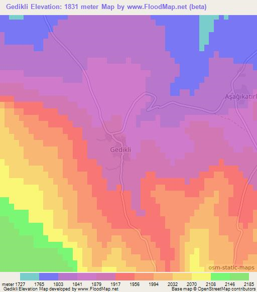 Gedikli,Turkey Elevation Map