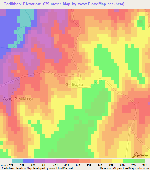 Gedikbasi,Turkey Elevation Map