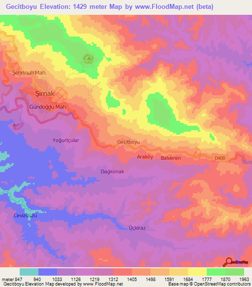 Gecitboyu,Turkey Elevation Map