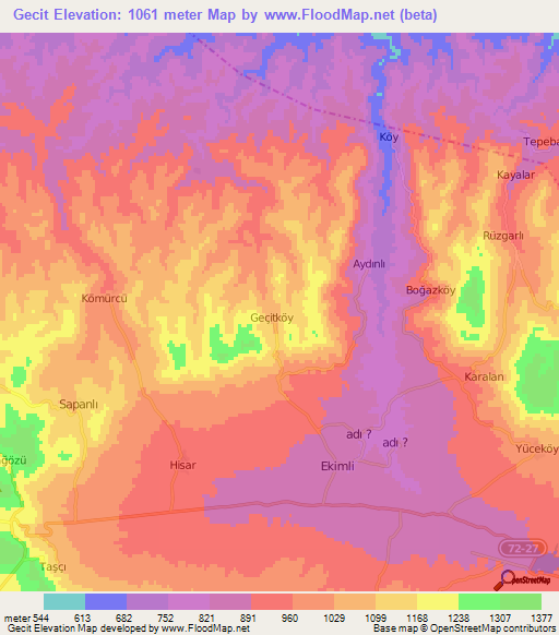 Gecit,Turkey Elevation Map