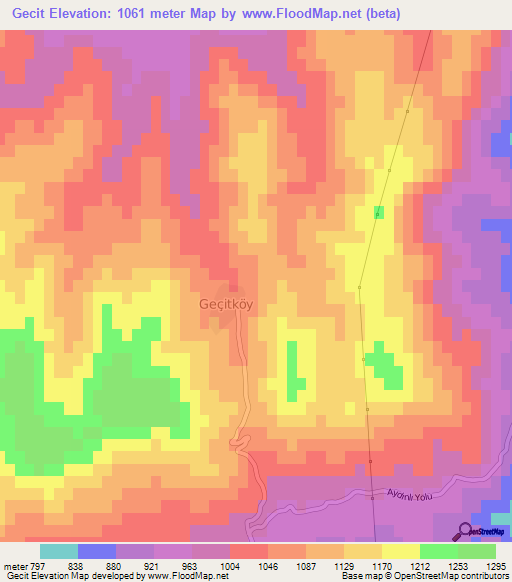 Gecit,Turkey Elevation Map