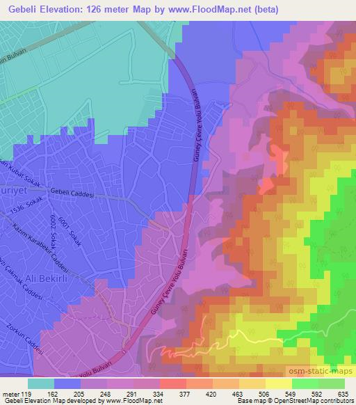 Gebeli,Turkey Elevation Map