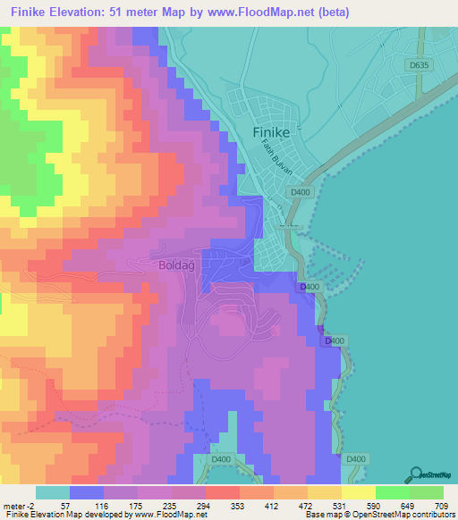 Finike,Turkey Elevation Map