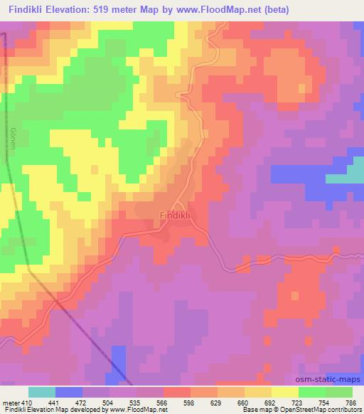 Findikli,Turkey Elevation Map