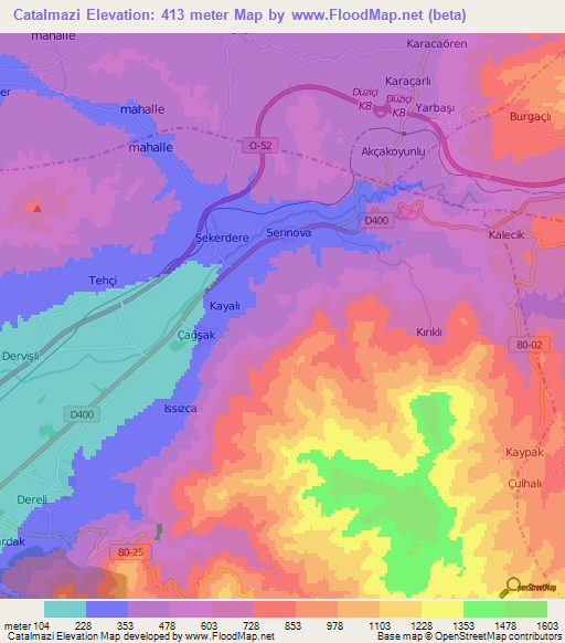 Catalmazi,Turkey Elevation Map