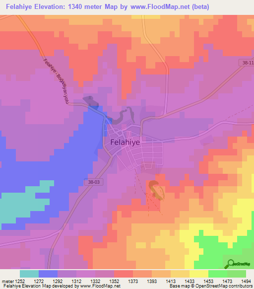 Felahiye,Turkey Elevation Map