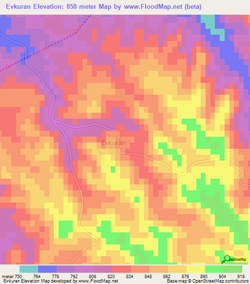 Evkuran,Turkey Elevation Map