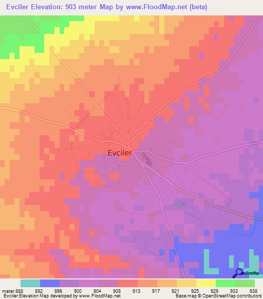 Evciler,Turkey Elevation Map