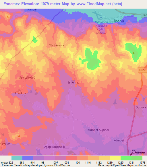 Esnemez,Turkey Elevation Map