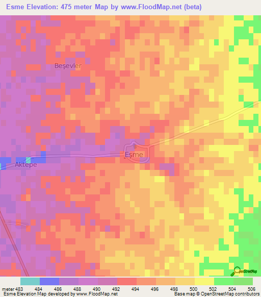 Esme,Turkey Elevation Map