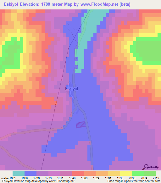 Eskiyol,Turkey Elevation Map