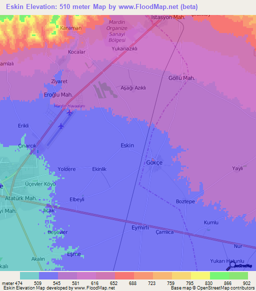 Eskin,Turkey Elevation Map