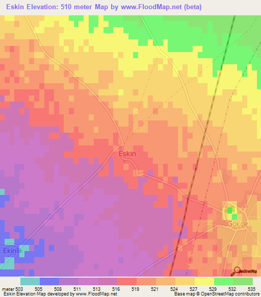 Eskin,Turkey Elevation Map