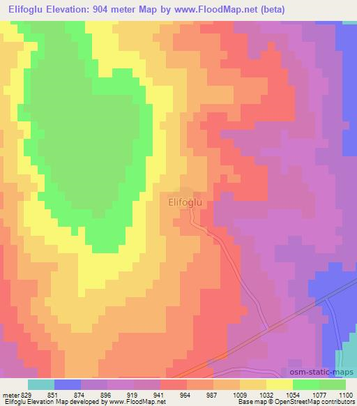 Elifoglu,Turkey Elevation Map