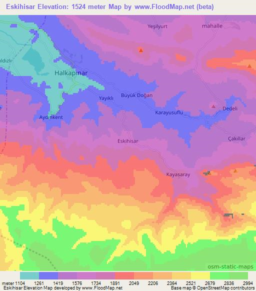 Eskihisar,Turkey Elevation Map