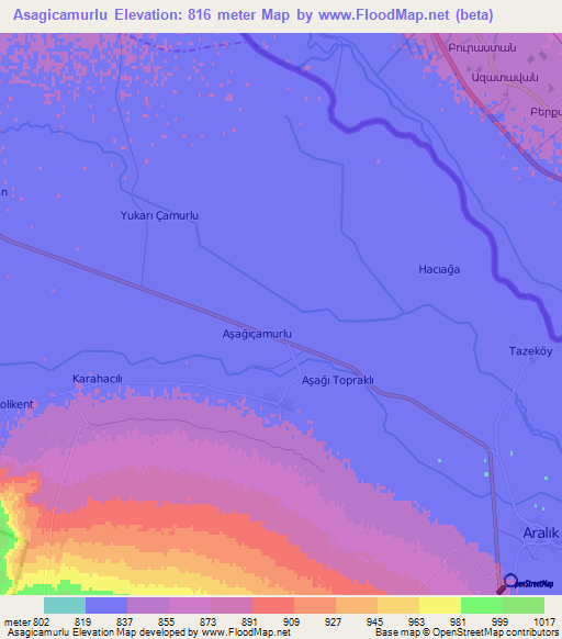 Asagicamurlu,Turkey Elevation Map