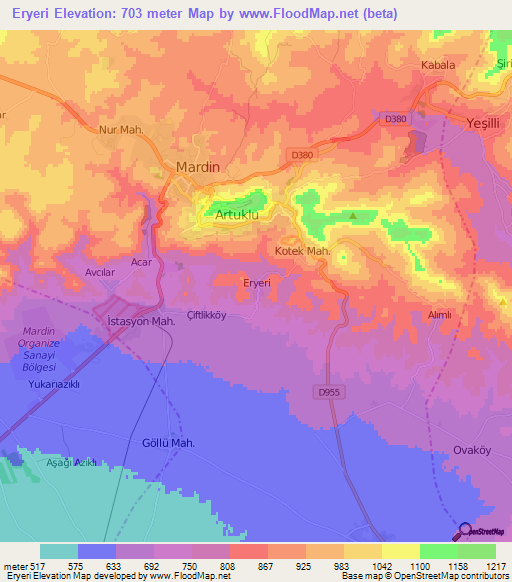 Eryeri,Turkey Elevation Map