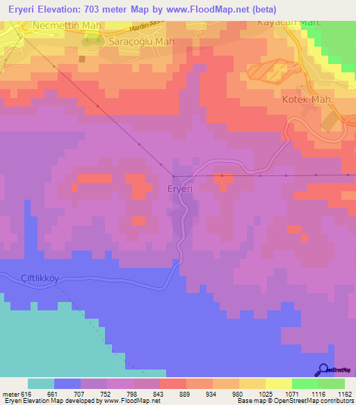 Eryeri,Turkey Elevation Map