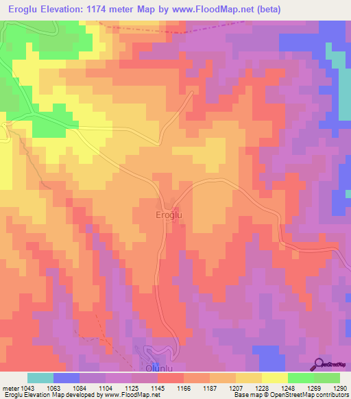 Eroglu,Turkey Elevation Map