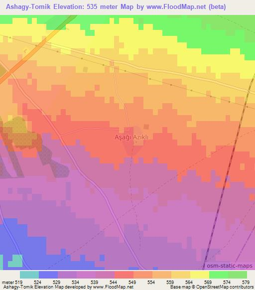 Ashagy-Tomik,Turkey Elevation Map