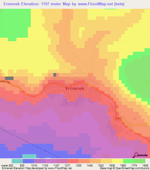 Ermenek,Turkey Elevation Map