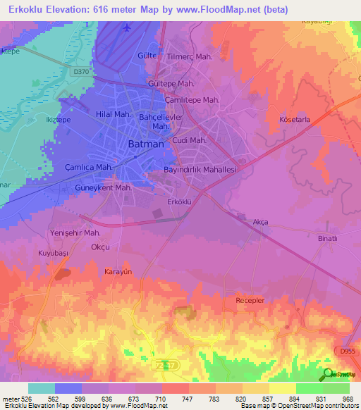 Erkoklu,Turkey Elevation Map