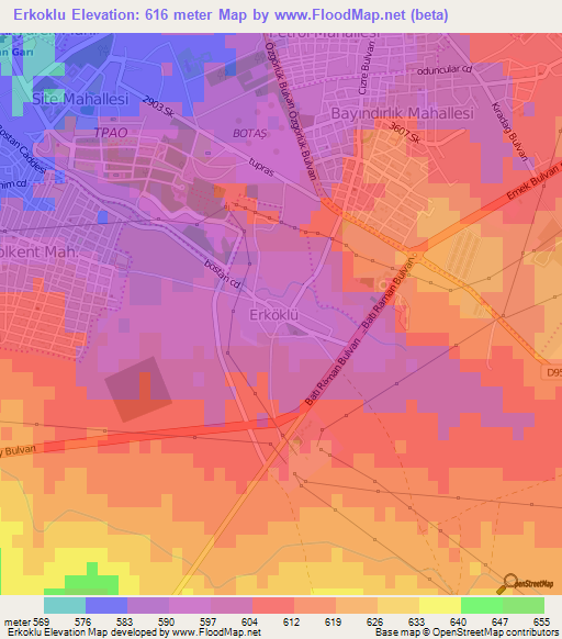 Erkoklu,Turkey Elevation Map