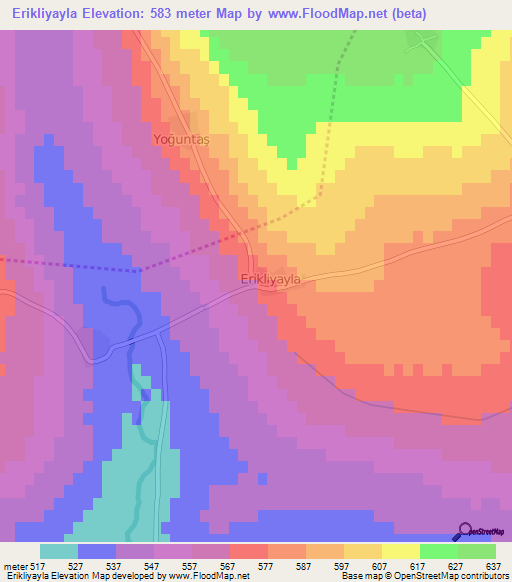 Erikliyayla,Turkey Elevation Map