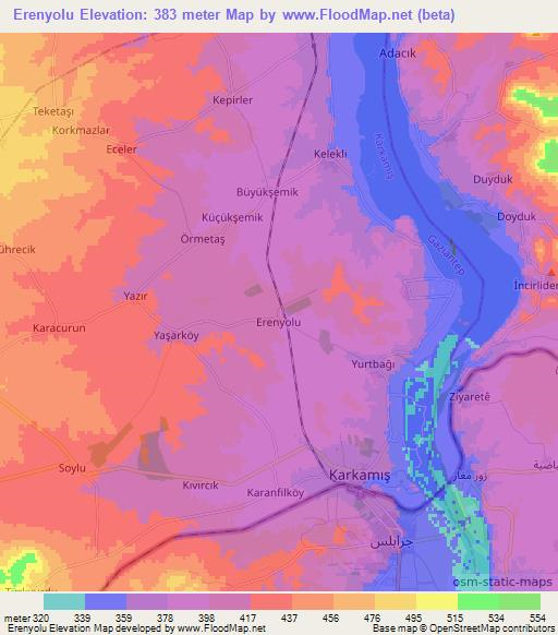 Erenyolu,Turkey Elevation Map