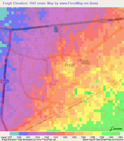 Eregli,Turkey Elevation Map