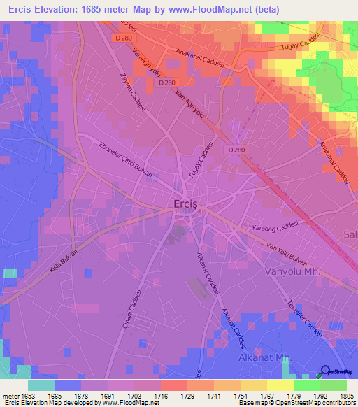 Ercis,Turkey Elevation Map