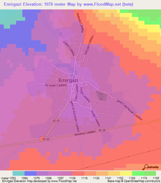 Emirgazi,Turkey Elevation Map