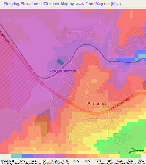 Elmadag,Turkey Elevation Map