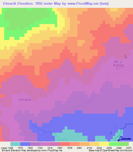 Elmacik,Turkey Elevation Map