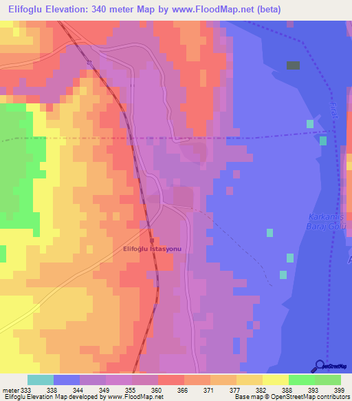 Elifoglu,Turkey Elevation Map