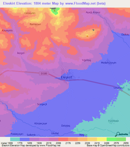 Eleskirt,Turkey Elevation Map