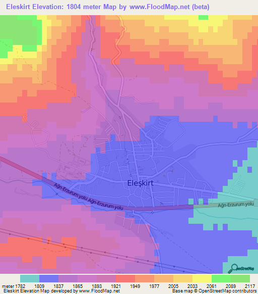 Eleskirt,Turkey Elevation Map