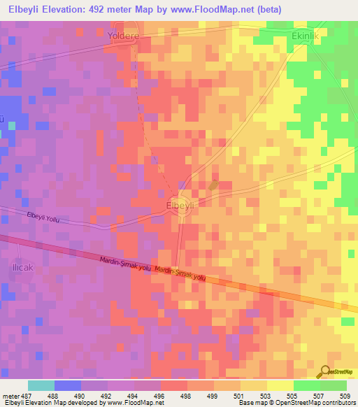 Elbeyli,Turkey Elevation Map