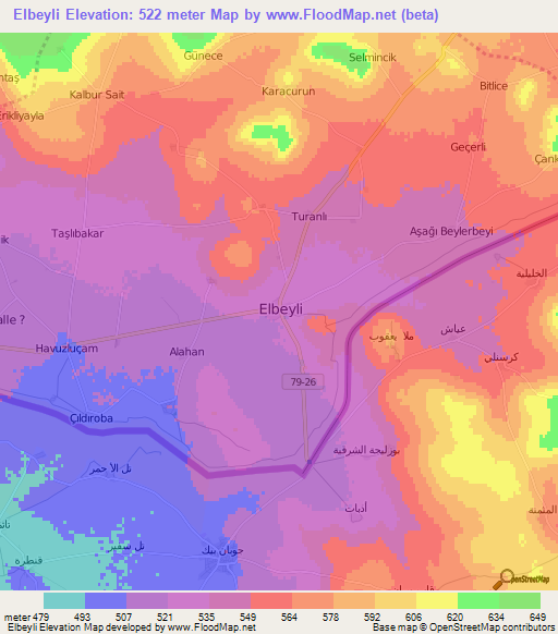 Elbeyli,Turkey Elevation Map