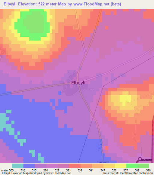 Elbeyli,Turkey Elevation Map