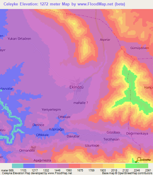 Celeyke,Turkey Elevation Map