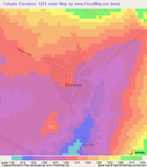 Celeyke,Turkey Elevation Map