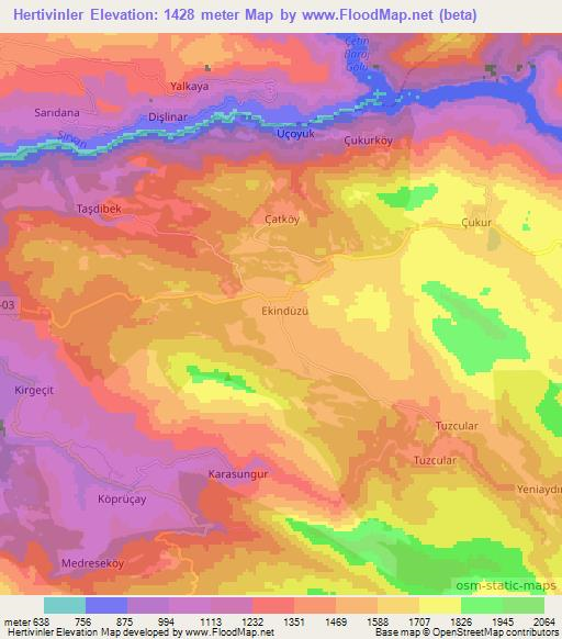 Hertivinler,Turkey Elevation Map