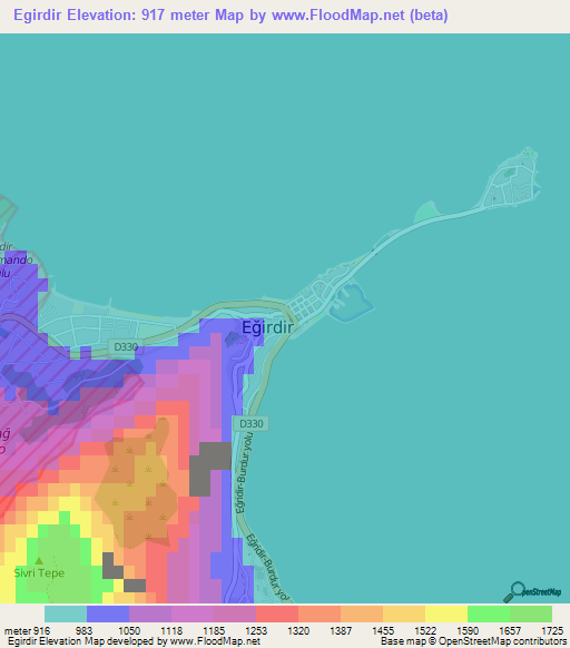 Egirdir,Turkey Elevation Map