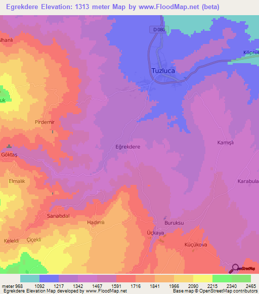 Egrekdere,Turkey Elevation Map