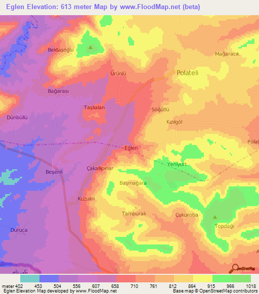 Eglen,Turkey Elevation Map