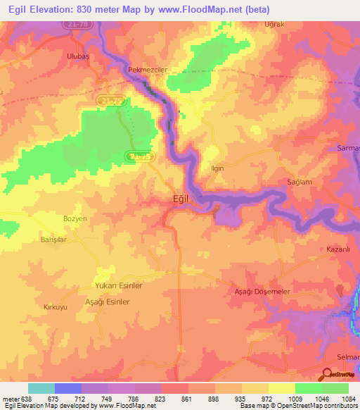 Egil,Turkey Elevation Map